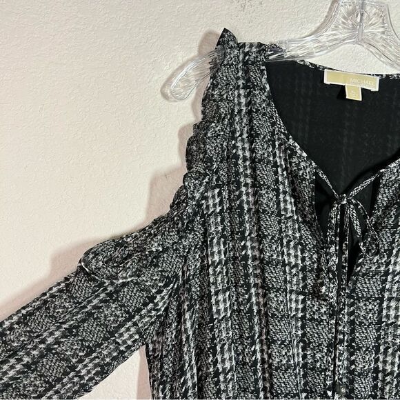 Michael Kors Black Georgette Cold Shoulder Midi Dress‎ Size XL - Picture 4 of 8